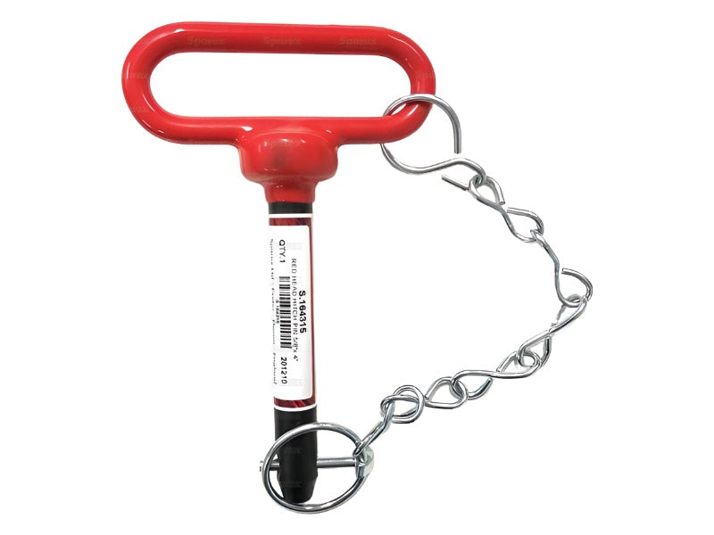 Red Handle Hitch Pin with Chain & Pin