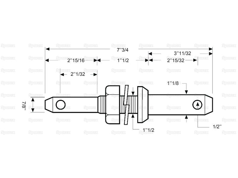 Lower link 22-28 x 197mm, T 7/8x38