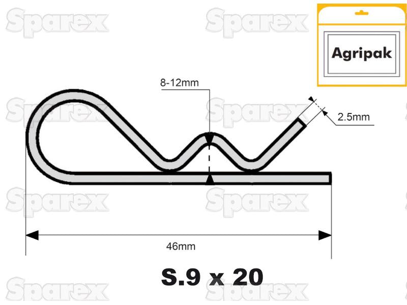 Grip Clip - Single Wound, Clip Ø2.5mm x 46mm - 20 Pack