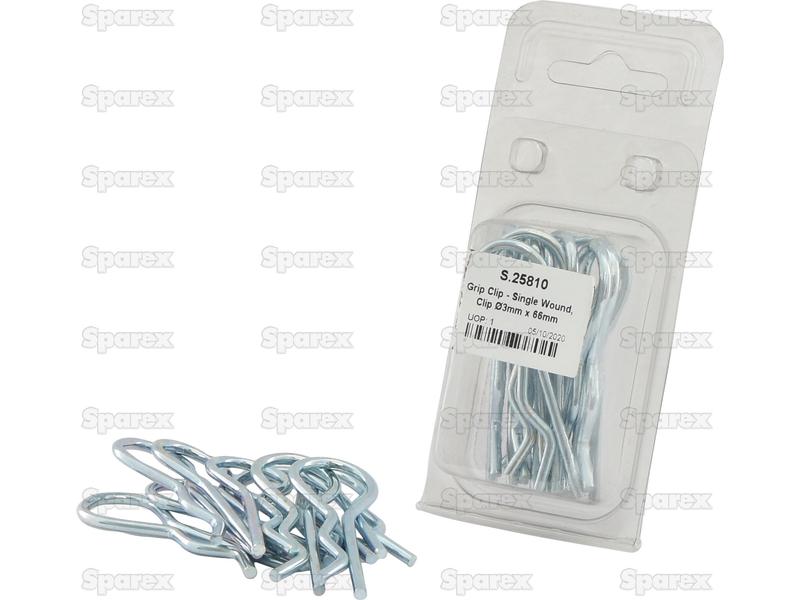 Grip Clip - Single Wound, Clip Ø3mm x 66mm - 10 Pack
