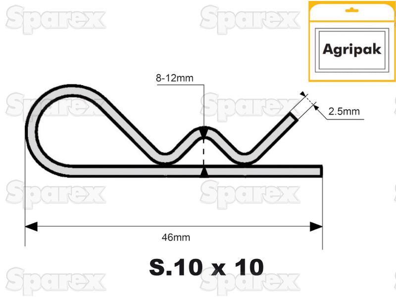Grip Clip - Single Wound, Clip Ø3mm x 66mm - 10 Pack