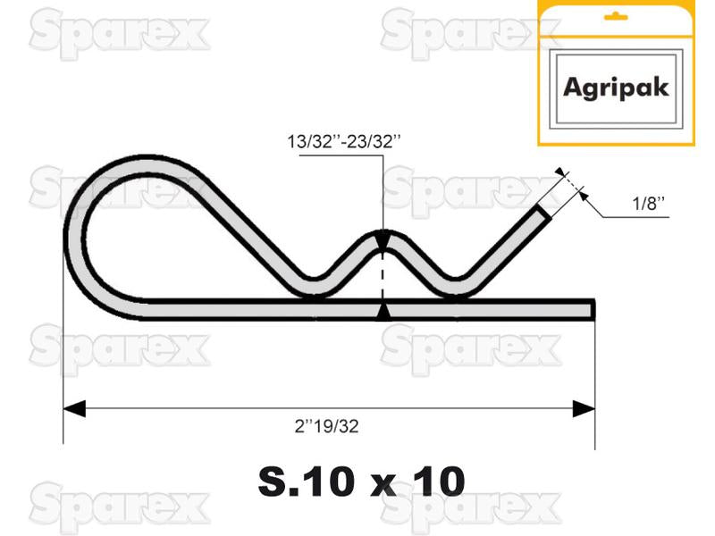Grip Clip - Single Wound, Clip Ø3mm x 66mm - 10 Pack
