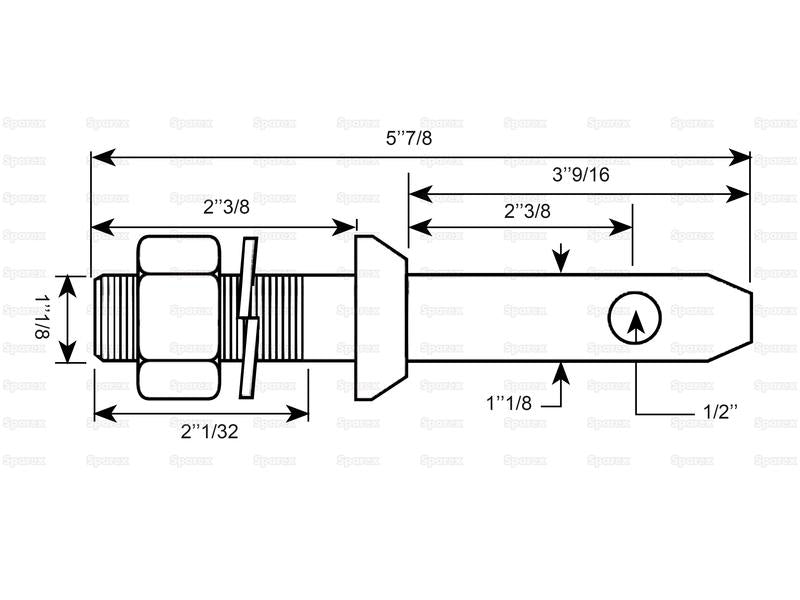 Lower link pin 28x149mm, T 1-1/8x51mm