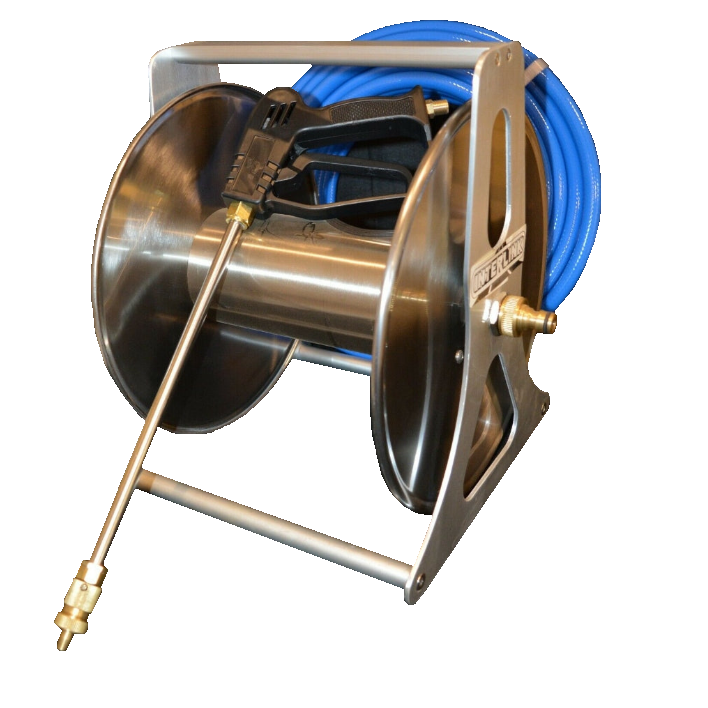 Hose Reel with 20m of 12mm Chemical Hose & Lance Spraying Weeds