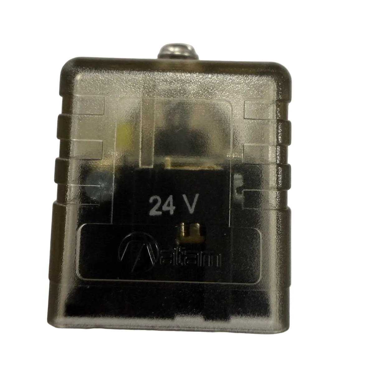 Electrical component with '24V' marking on a white background