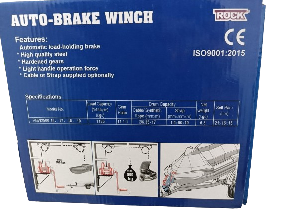 Automatic Brake Hand Winch 1135 kg Capacity With Wire Rope