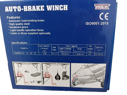 Automatic Brake Hand Winch 1135 kg Capacity With Wire Rope