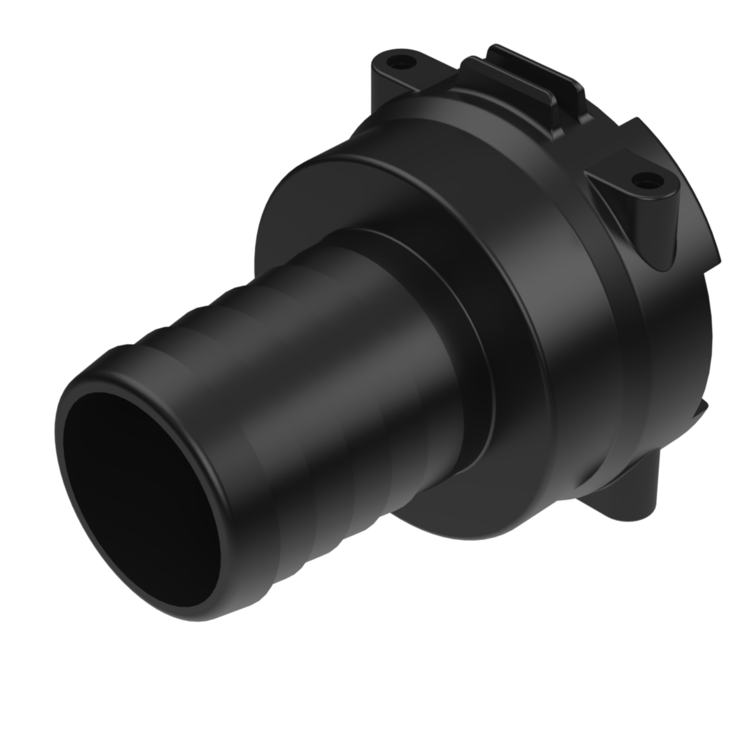A black female T6 38systems.mm hose barb designed for use in Water