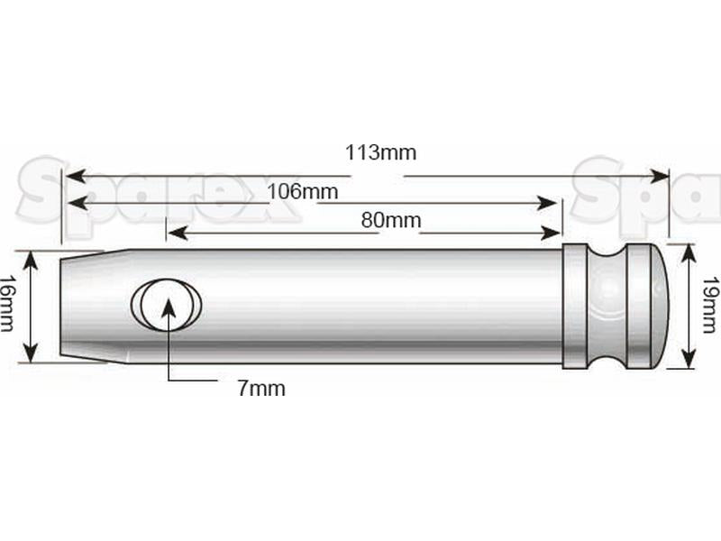 Top link pin 16 x 80mm Cat. 0